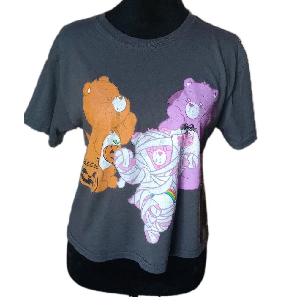 Care Bears Women's S Gray Short Sleeve Halloween Themed Care Bear Top